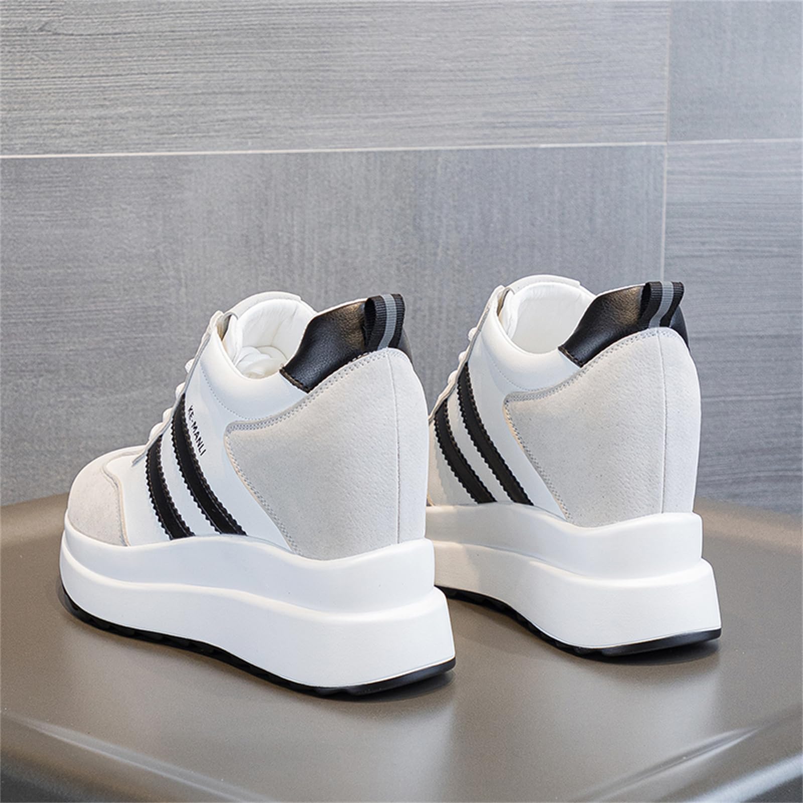 AONEGOLD Sneakers Zeppa Interna Donna Scarpe da Ginnastica Moda Pelle Alte Piattaforma Sportive Casual Scarpe Zeppa Interna con Tacco 10 cm