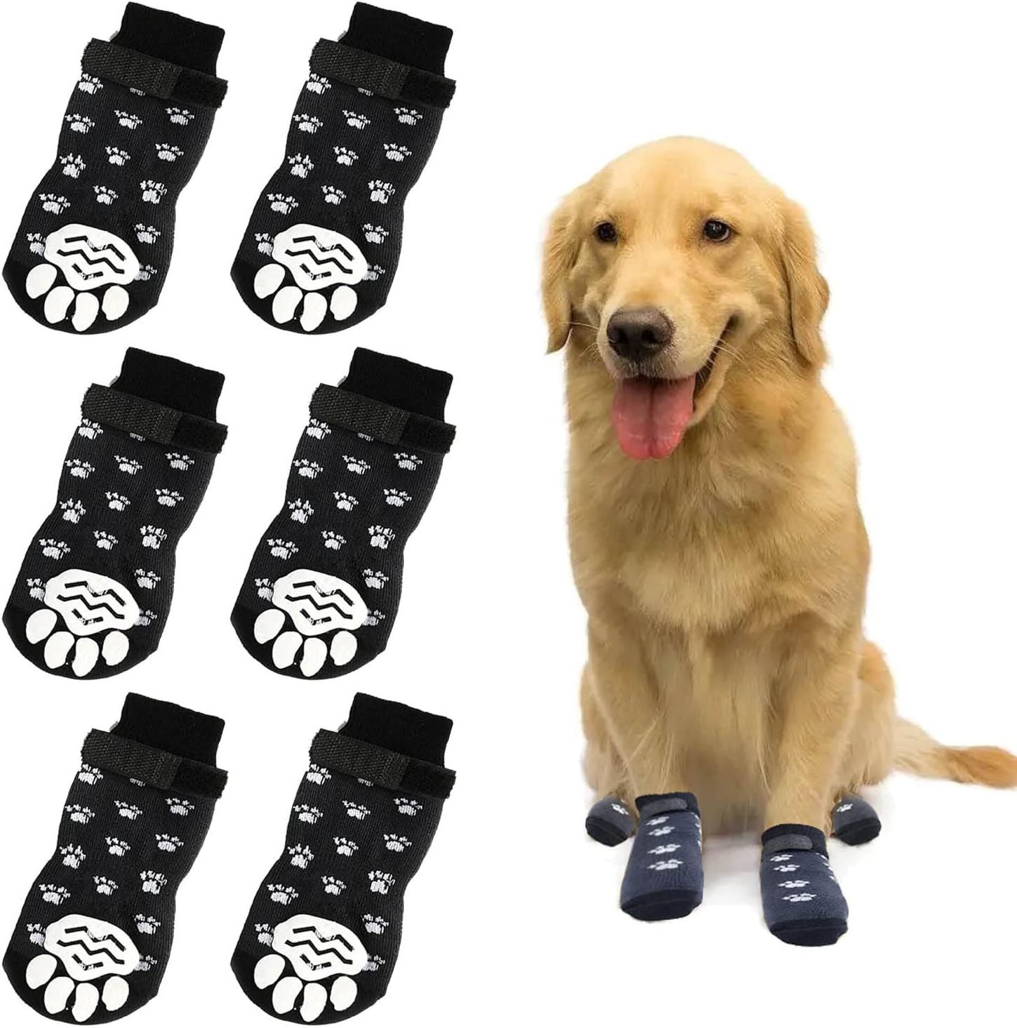 Kingrun Dog Socks 3 Pairs Anti Slip Dog Socks, Pet Paw Protector Soft