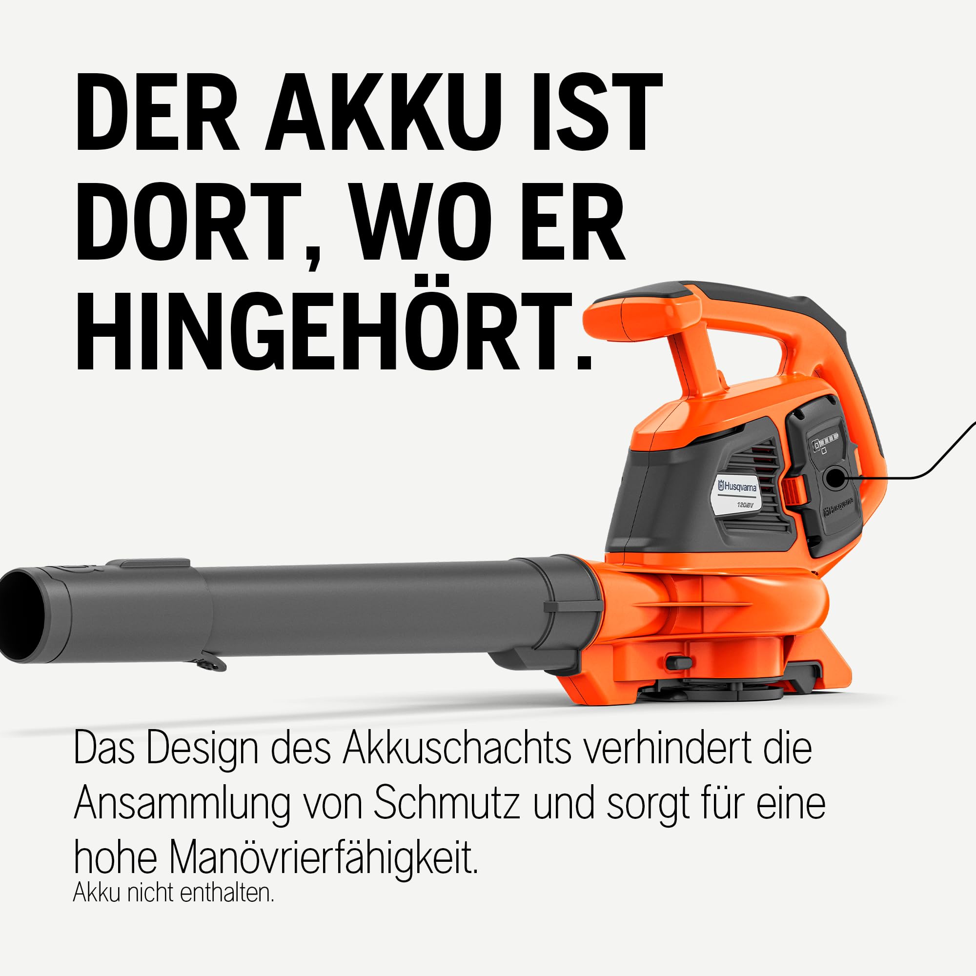 Husqvarna 120iBV - Soffiatore a batteria senza fili, 36 V, batteria e caricabatterie, 10 N, potenza di soffiaggio regolabile, senza spazzole, silenzioso e leggero, per la cura del giardino