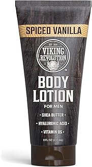 Viking Revolution Spiced Vanilla Body Lotion for Men – Mens Lotion for Dry Skin with Shea Butter, Hyaluronic Acid and Vitamin B5 – Nourishing Mens Body Lotion for Hydrated and Smooth Skin - 8oz,1 Pack