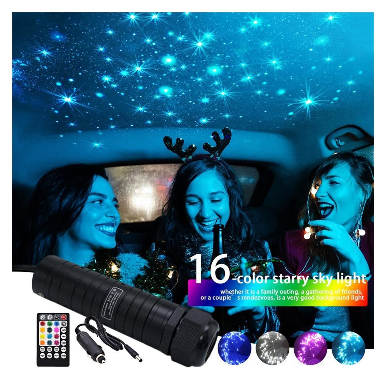 DC12V 6W RGB. Światła gwiazdy dachowej samochodu PROWADZONY Włókno Star Sufit Light Kit Wnętrze Gwiaździste światło otoczenia z Aplikacja RF. Kontrola głosu Wysoka Wydajność(200PCS x 75mm x 2M)