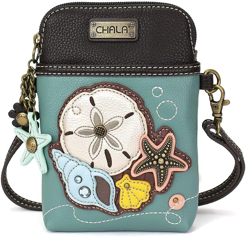 Chala Handbags Sand Dollar Cellphone Crossbody Handbag 5" x 7.5" x 1"