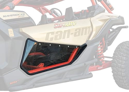 SuperATV Puertas inferiores transparentes compatibles con Can-Am Maverick X3, ajuste transparente, protección y visibilidad, construidas con