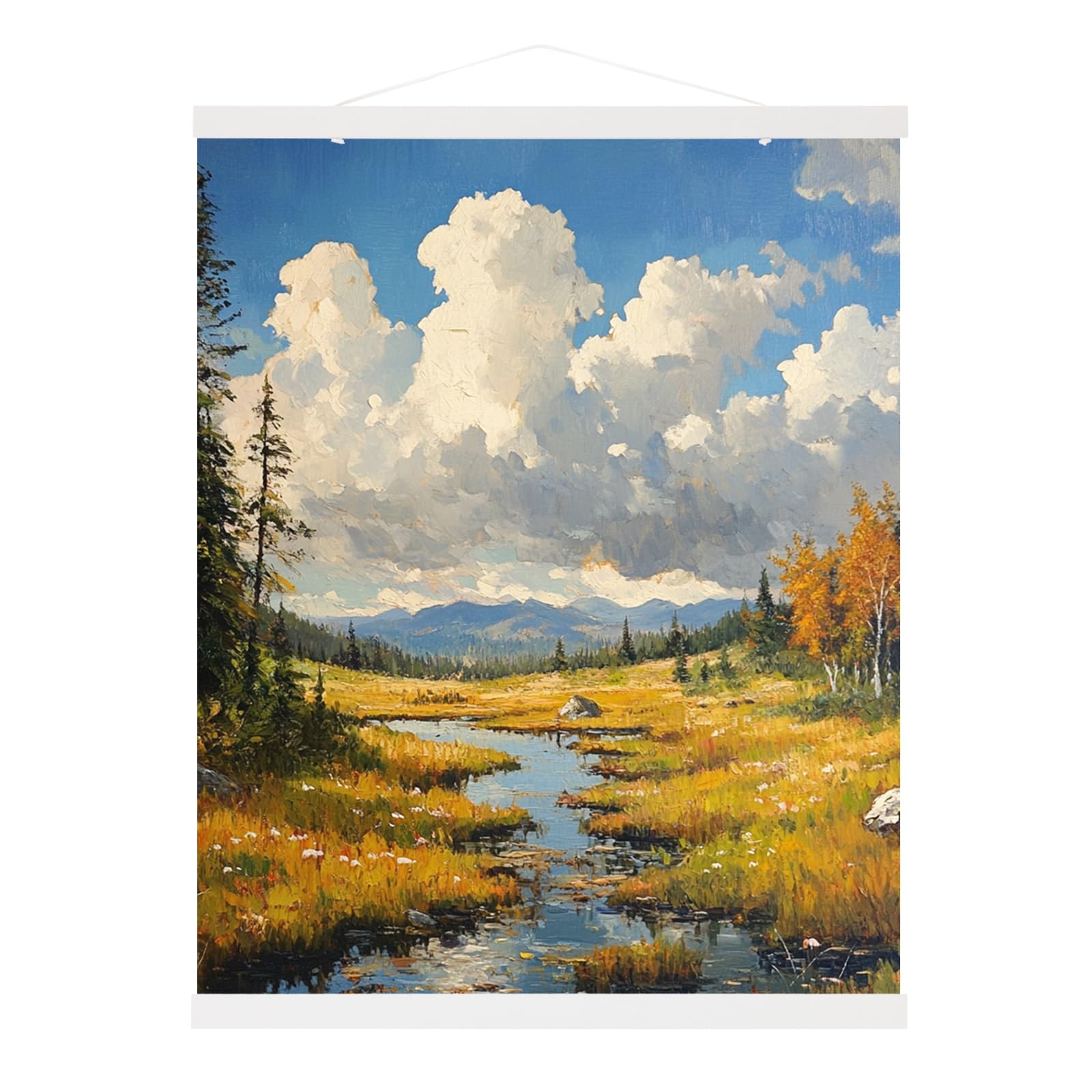 PATIKIL 1 Set Magnetic Poster Hanger Frame 24 Inch Wooden Magnet Picture Hangers Frames Wide Hanging Kit for Photos, Pictures, Artwork, Maps, White