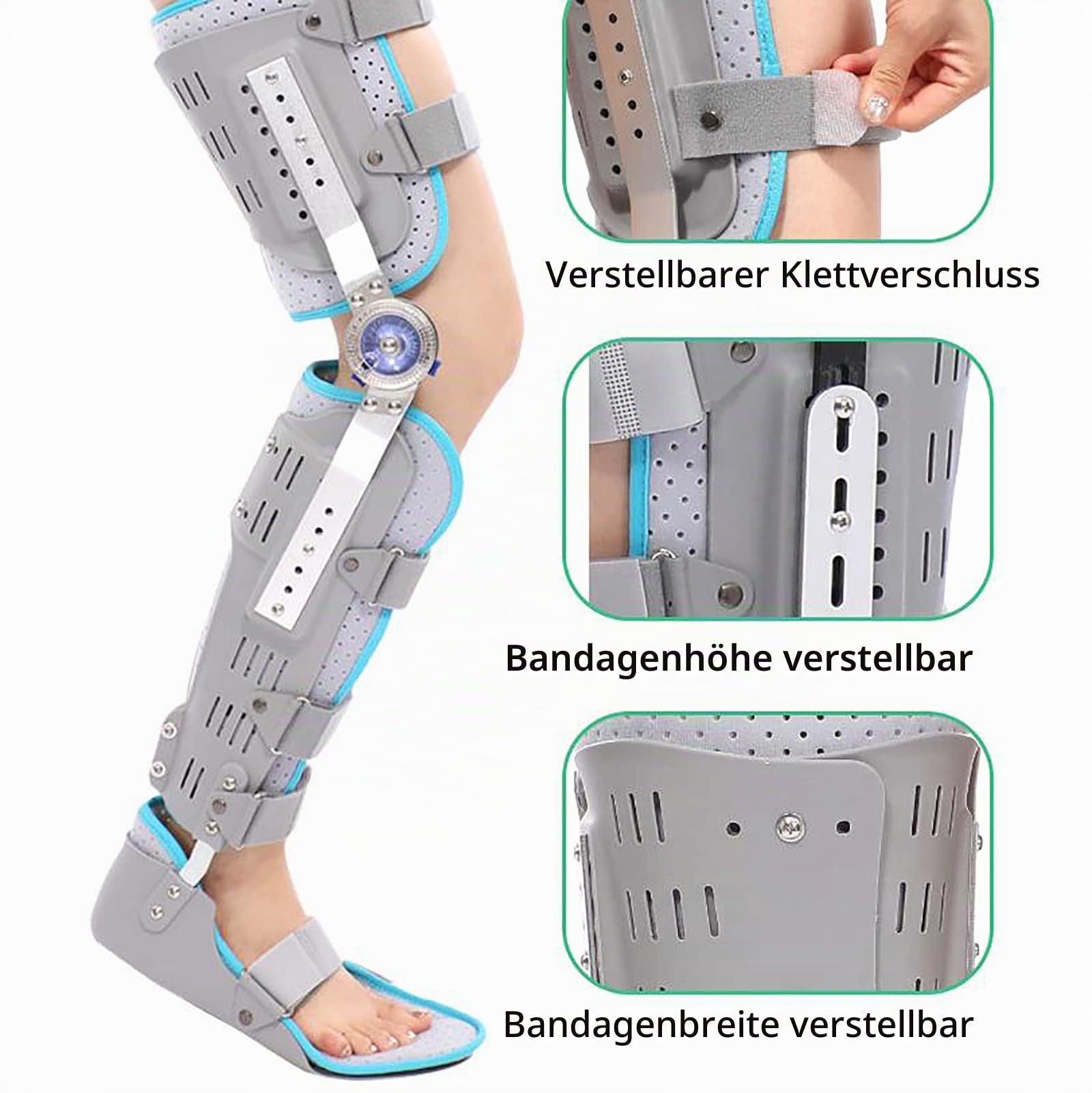 Hüft-Knie-Knöchel-Fuß-Orthese, klappbare Knie-Fuß-Stützorthese, Taille/Knie-Knöchel-Fußgelenk-Fixierungsorthese, Beine können gebogen Werden, für Hüftfraktur, Ischiasnerv-Schmerzlinderung