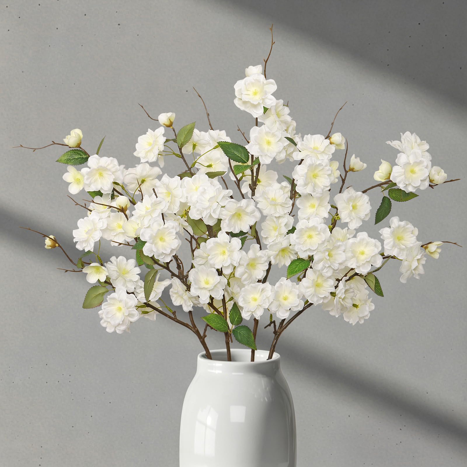 ASTNIC 4 Bunches Faux Silk Cherry Blossom Artificial Flowers for Vase -33", Bulk Artificial Cherry Blossom Branches with Realistic Stems, Fake Flowers for DIY Floral Bouquet Coffee Table Home Decor