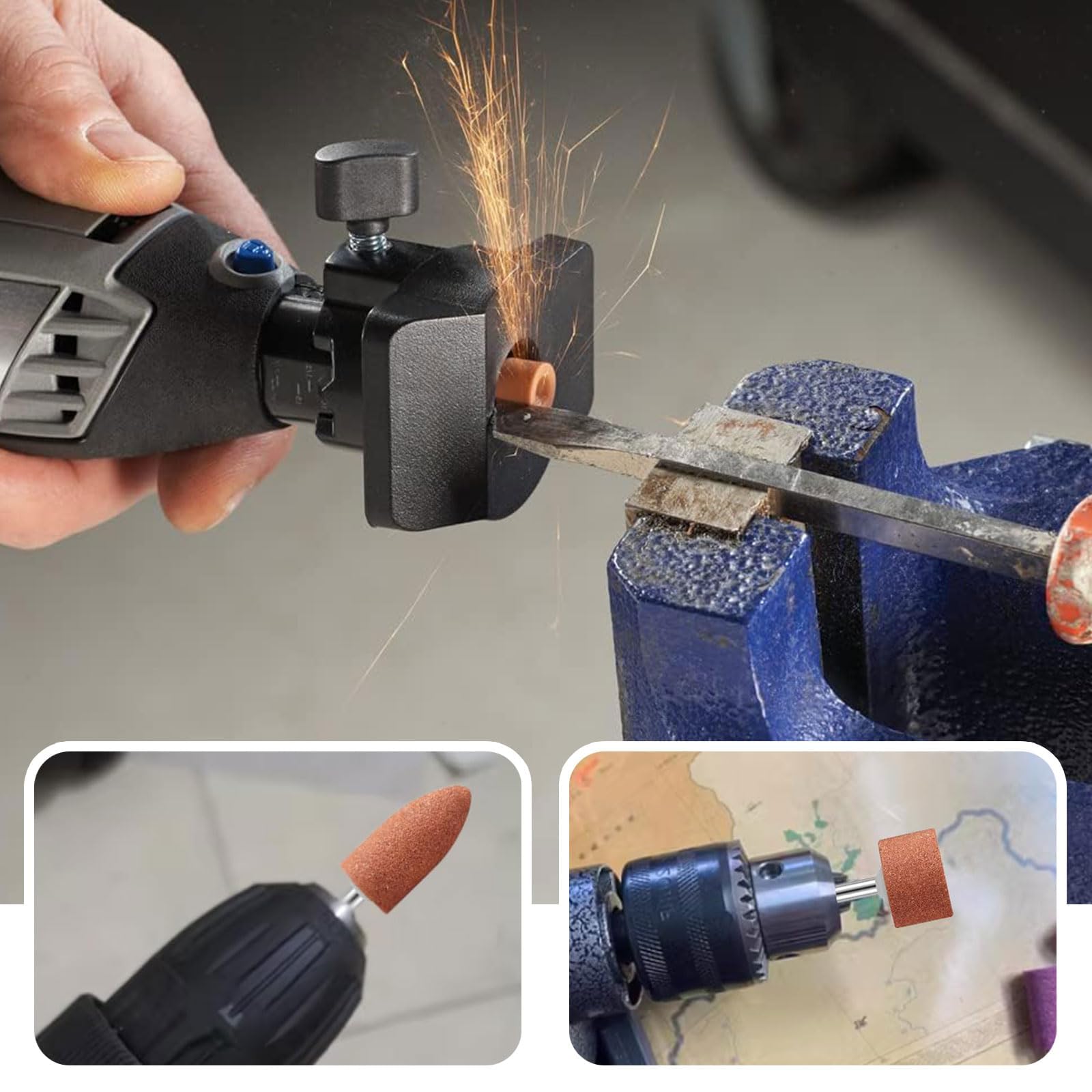 Set di 48 punte abrasive in corindone per Dremel, fusto da 1/8" per levigatura, lucidatura, sbavatura, da utilizzare su pietre preziose, vetro, metallo e legno