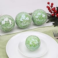 Vista 3 de Bola decorativa de mosaico de 2.6 pulgadas, 3 piezas, esfera sólida de vidrio para jarrones, mesas de café, accesorios de fiesta, decoración de Verde