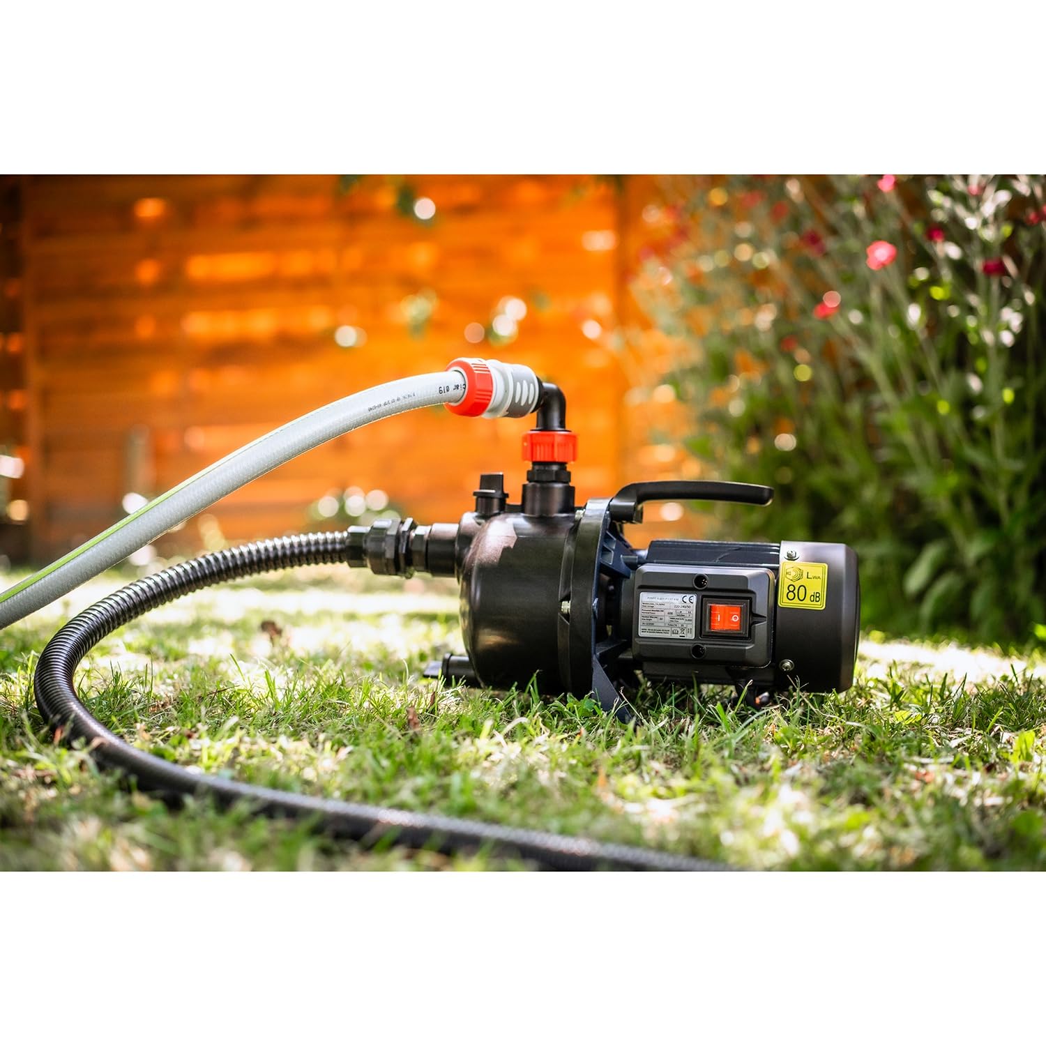 SPIDO - ECOP JE-600-P - Pompe d’arrosage manuelle 600 W - Débit 3 m³/h - Pression 3,5 bars - Avec kit aspiration PVC 4 m Ø 22 mm