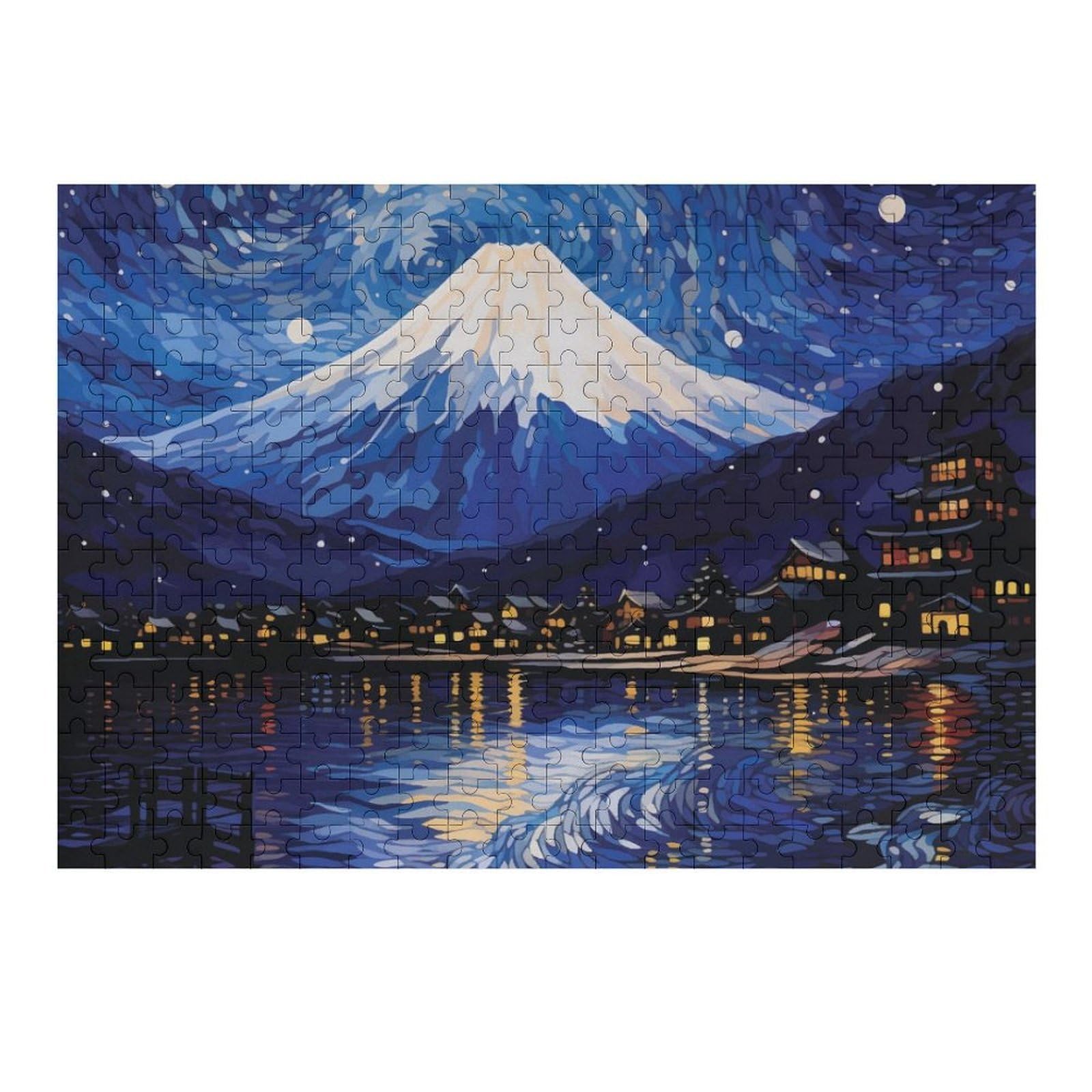 Teenagerss 1000pcs(38x26cm) Puzzle Mount Fuji Starry Night Puzzles for Adults Anti-Stress Toys Perfect Decoration Challenging To Complete 1000pcs(38x26cm)