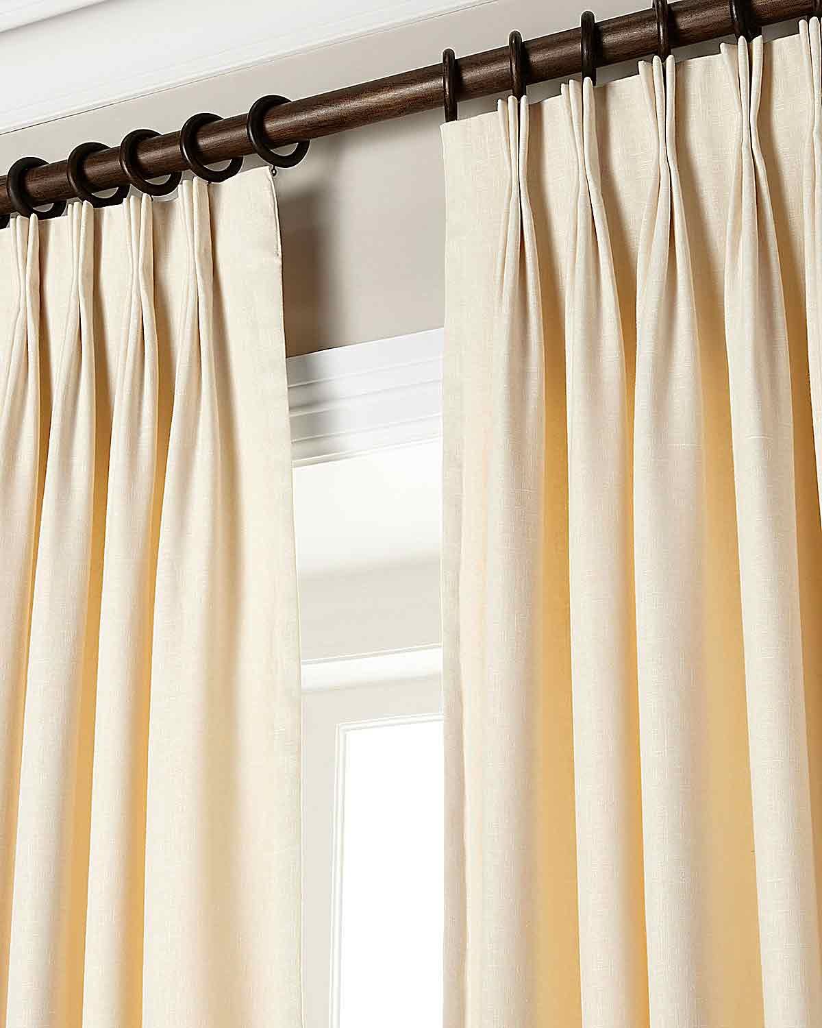 Silk n Drapes and More 100% Linen Pinch Pleated Lined Window Curtain Panel Drape (Ivory, 27" W X 120" L)