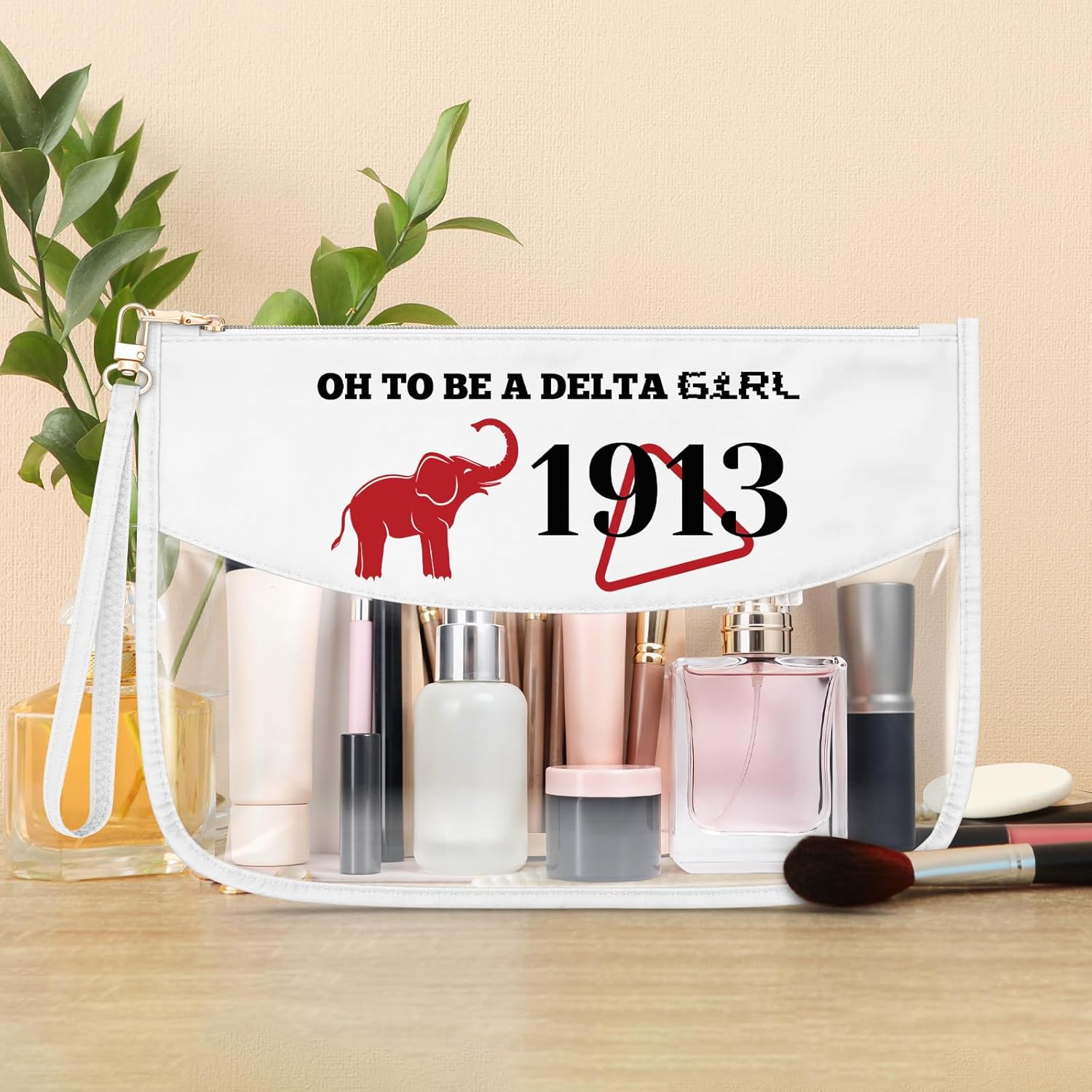 Sisters Sorority Makeup Bag Elephant 1913 Sorority Gifts Transparent Cosmetic Bag with Zipper 1913 Sigma Theta Paraphernalia Gift for Girls Daughter Sister Friend Travel Pouch - Image 5