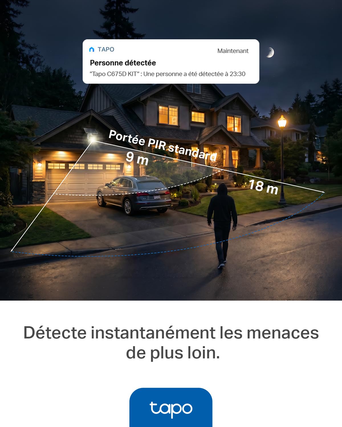 Tapo C675D KIT - Caméra de Surveillance Solaire Extérieure 4K Double Objectif - Caméra WiFi - Ultra Grand-Angle 169° + Téléobjectif Zoom 5X, Suivi Automatique IA 360°, Capture Continue 24/7 AOV