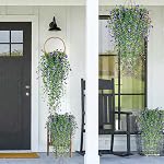 Artificial Hanging Flowers, 3 Pcs Fake Hanging Plants Decor, Artificial Vines for Outdoors, UV Resistant No Fade Artificial Fake Hanging for Indoor Decoration Outdoor Porch Courtyard (Purple)