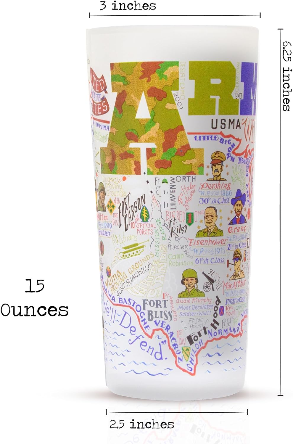 Catstudio Army Drinking Glass | Military Inspired Artwork Printed on a Frosted Cup