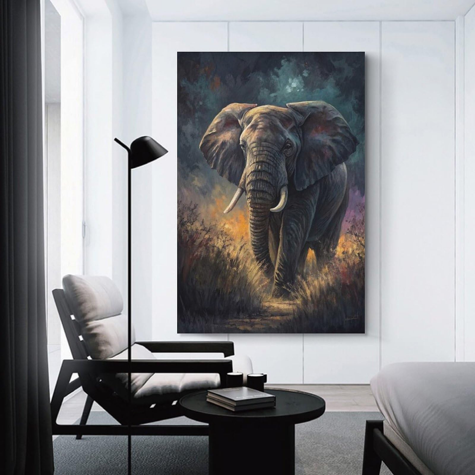 Junmoney Majestic Elephant in A Dramatic Landscape Home Decor Wall Art 20x30inch(50x75cm), for Lounge, Bedroom Or Personal Spaces, Gift Idea for Housewarming And Birthdays