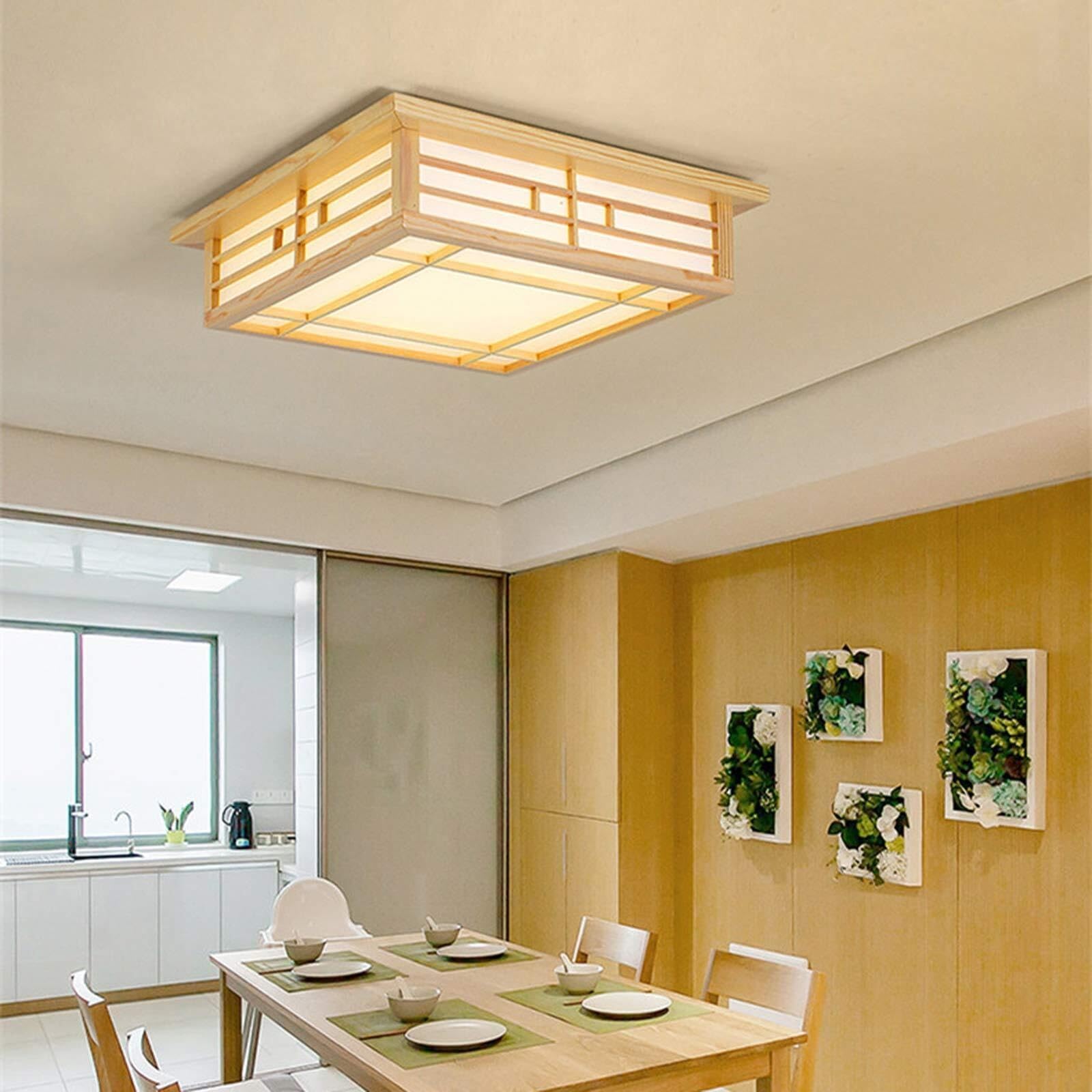 Nordische quadratische LED Deckenleuchte, minimalistische Holzleuchte
