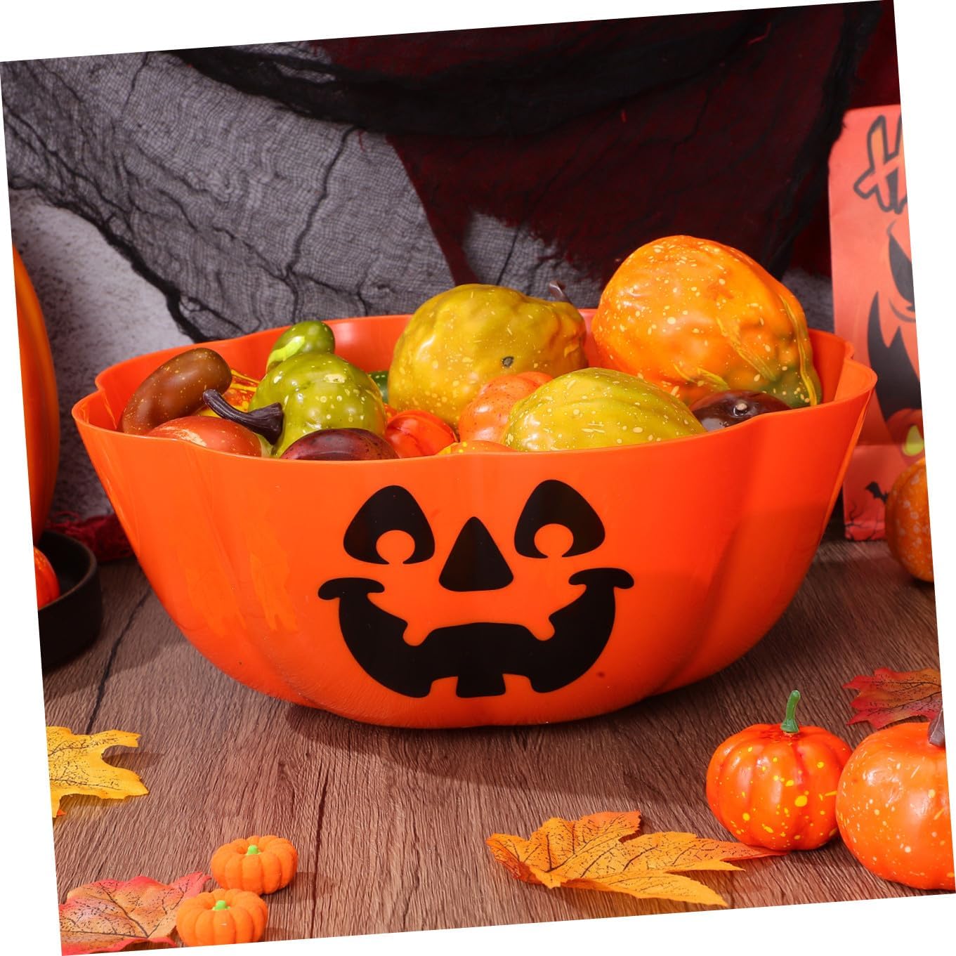 1pc Halloween Pumpkin Lantern Shape Fruit Plate Multi-function Salad Bowl for Snacks Storage Festive for Halloween Celebrations