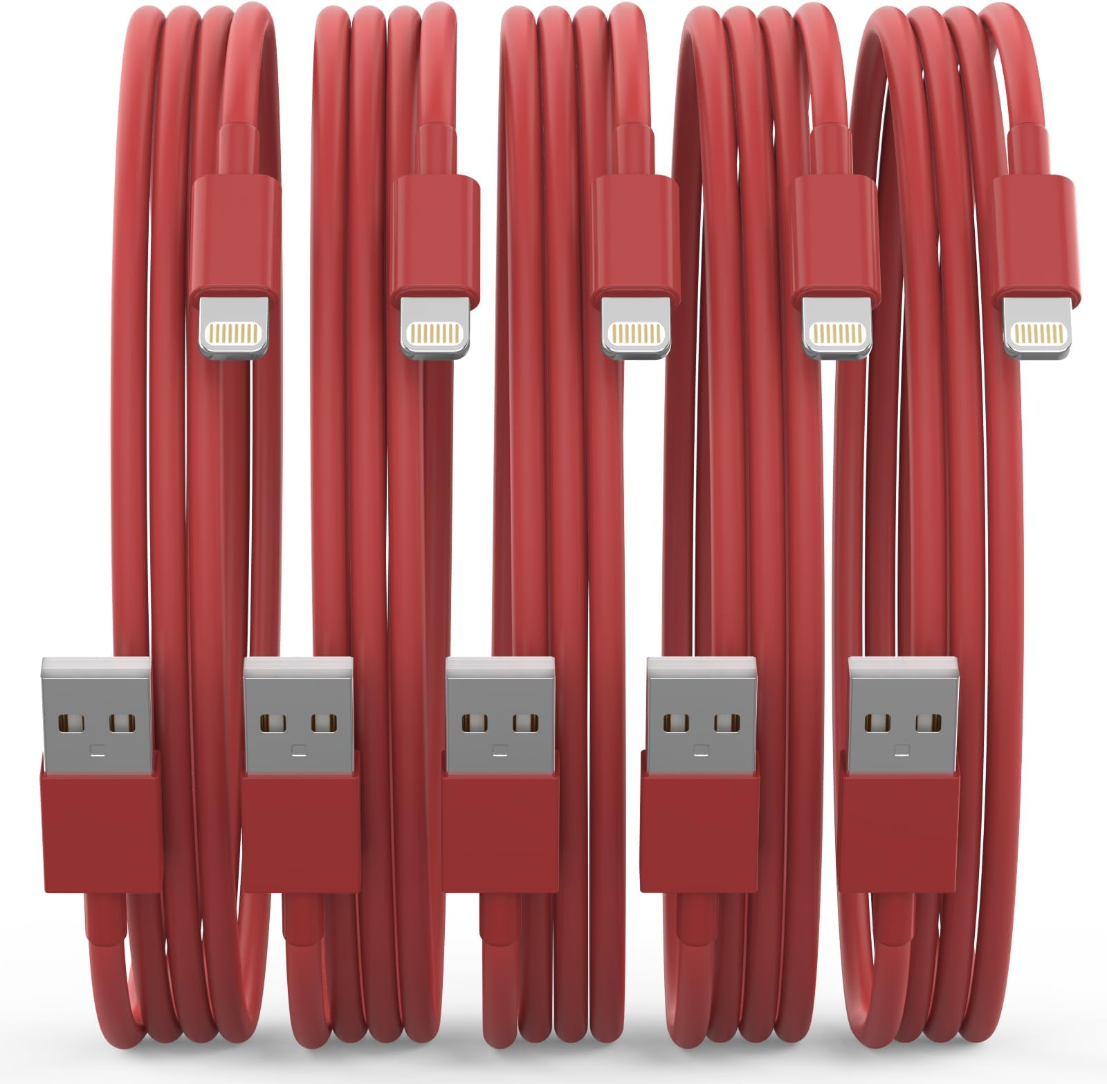 5 Pack(6FT) Original[Apple MFi Certified] iPhone Charger