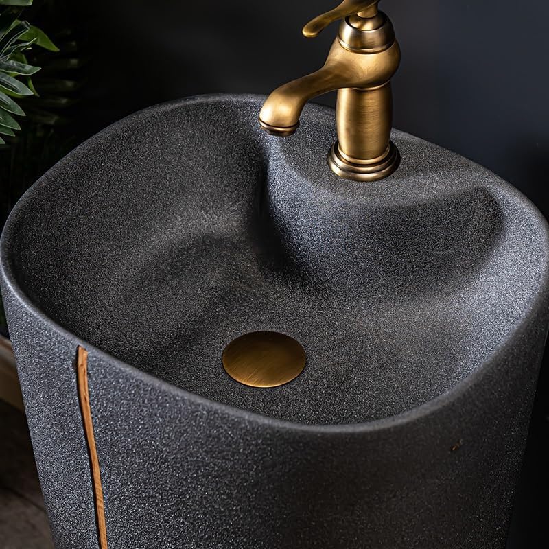 Bathroom Countertop Vessel Sink Household Pedestal Sink Wash Basin Ceramic Floor-standing Pedestal Sink Vanity