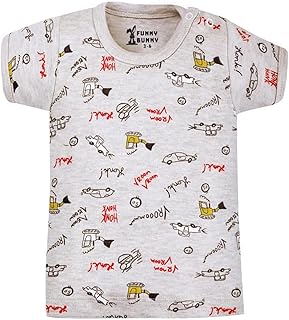 Funny Bunny Pack Of 3 Half Sleeve Printed Color Undershirt With Caps For Baby Boy