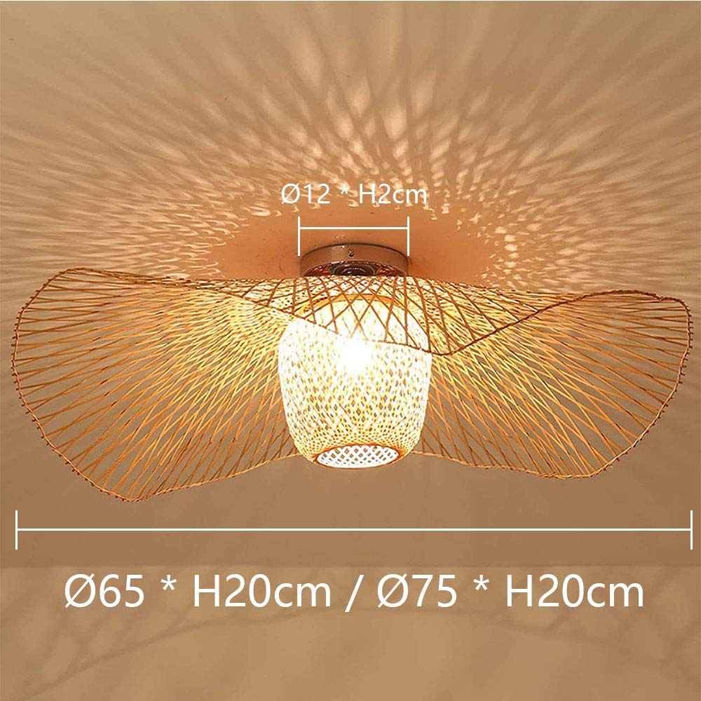 Lampa sufitowa rattanowa, bambusowa, w stylu vintage, kreatywna lampa bambusowa, retro, E27, do jadalni, sypialni, salonu, dekoracji, kawiarni, baru, lampa wisząca, lampa do pokoju dziecięcego, 75 cm
