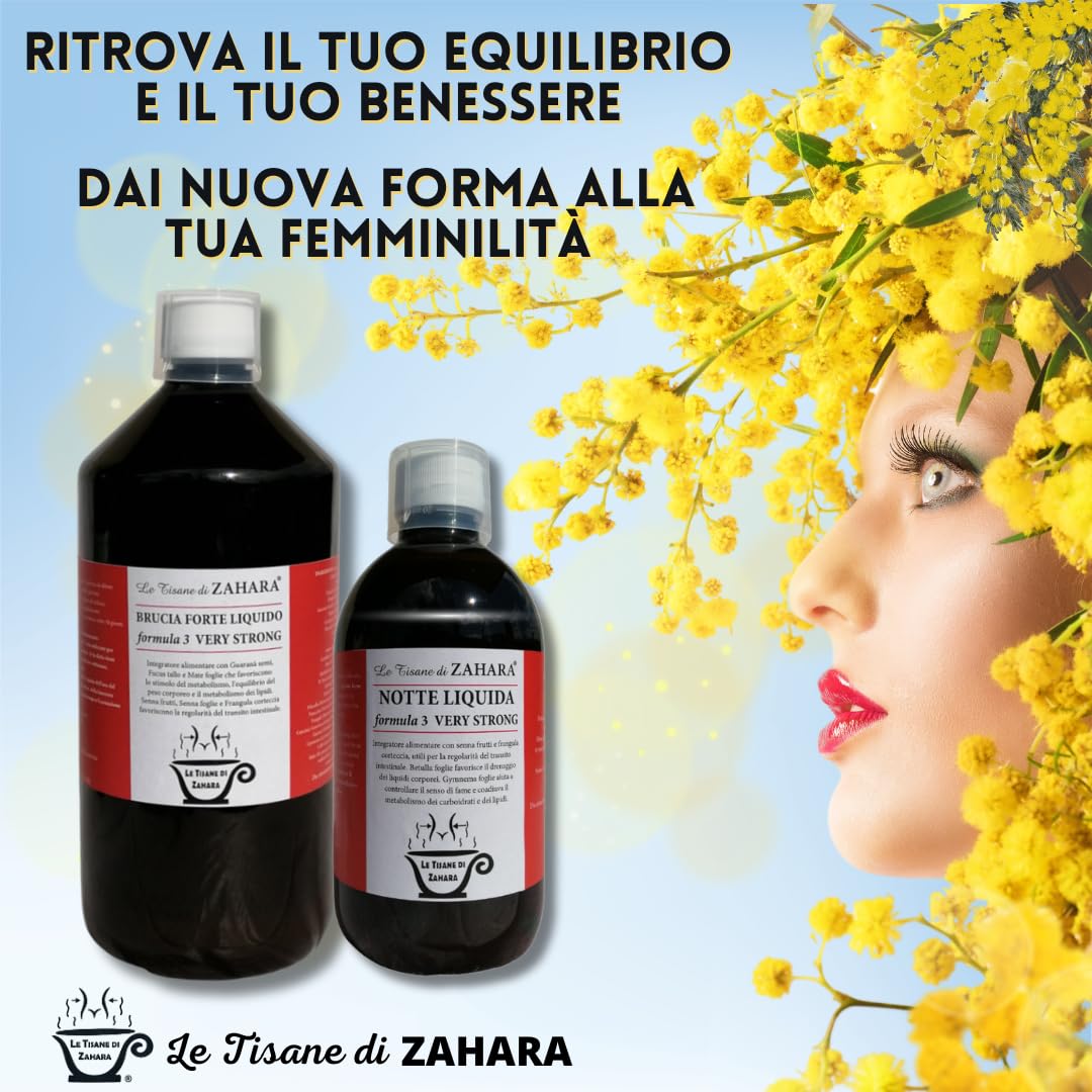 Miscela Forte e Notte Liquido Very Strong, Kit Duo con Tè Verde, Caffè Verde e Garcinia, Migliora la Funzione Digestiva, Aiuta il Drenaggio dei Liquidi, Routine per Giorno e Sera