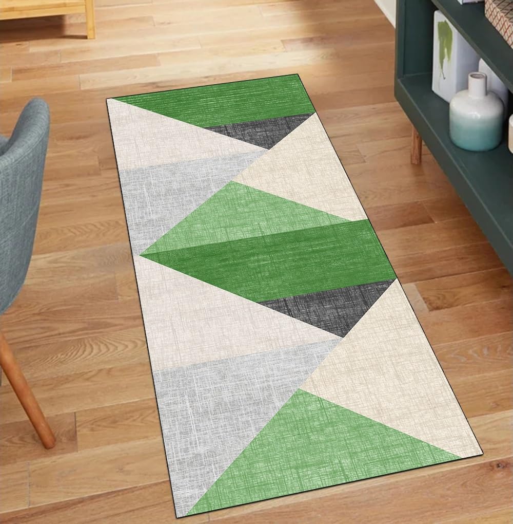 Alfombra antideslizante verde que no se mueve y es lavable para pasillos