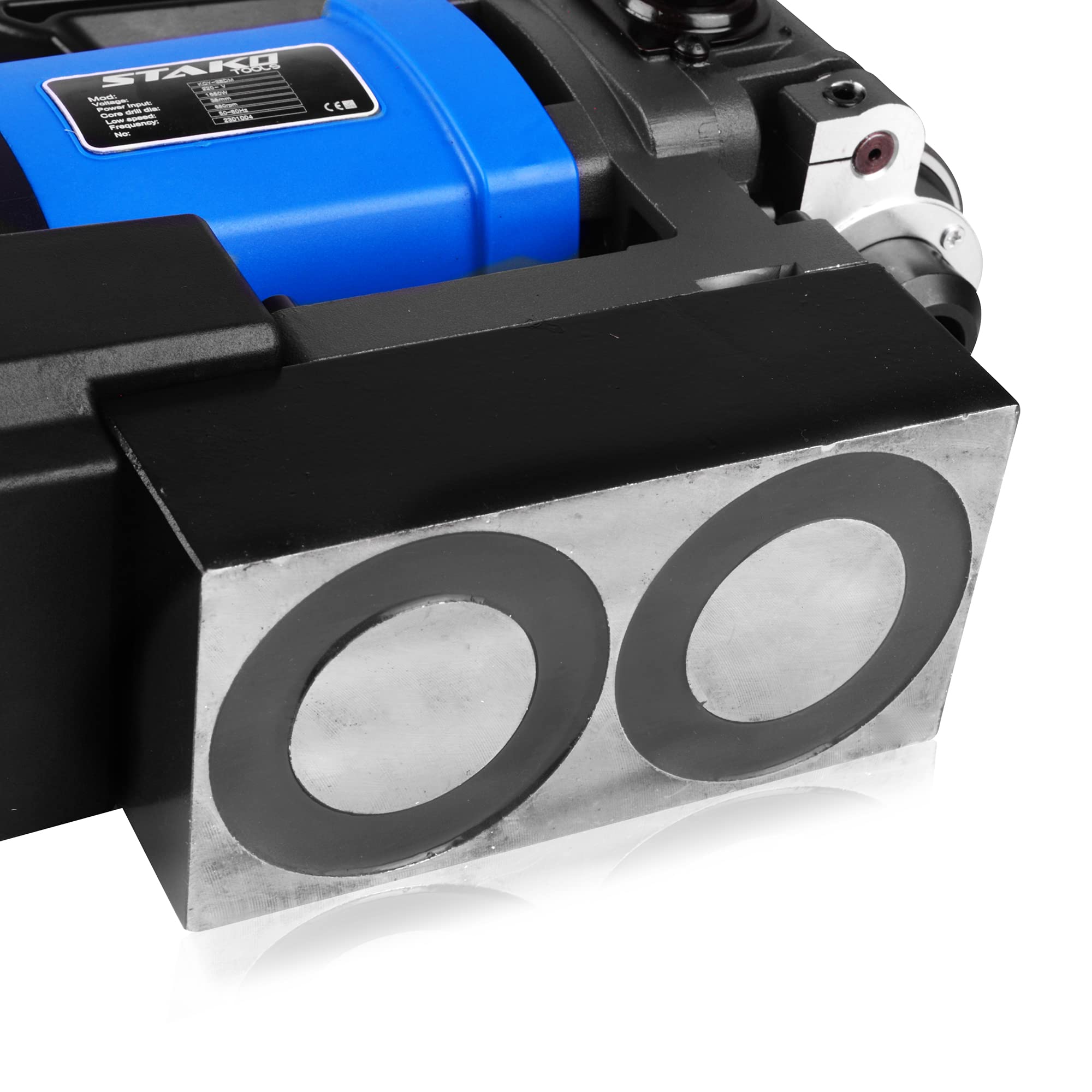 STAKO Magnetbohrmaschine mit Niedrigem Profil 1650 W mit Koffer KCY-38DM – tragbare Kernbohrmaschine für Metallbearbeitung – mit Weldon 19 mm – Leicht 8 kg – Magnetkraft 14500 N – Kernbohrgerät