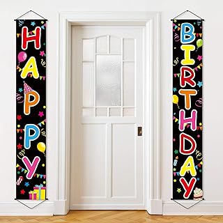 Colorful Happy Birthday Porch Sign Birthday Banner Happy Birthday Door Banner Yard Sign Celebration Flag Party Decorations Kit Kids Birthday Party Supplies Party Favors Indoor and Outdoor Decor