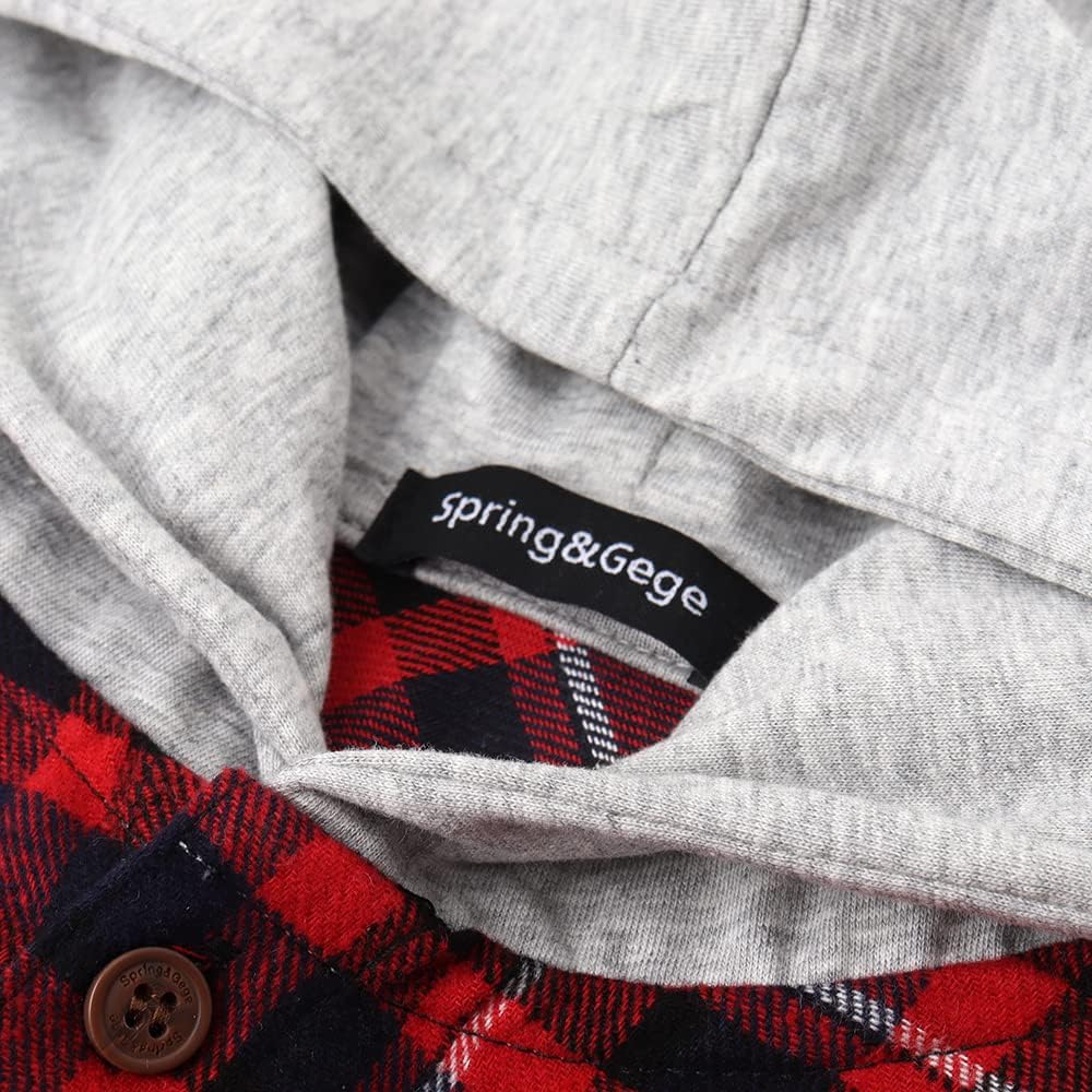 Spring&Gege Boys Flannel Hoodie Shirts Long Sleeve Plaid Button Down Shirt Jackets Casual Fall Winter Coat - Image 4