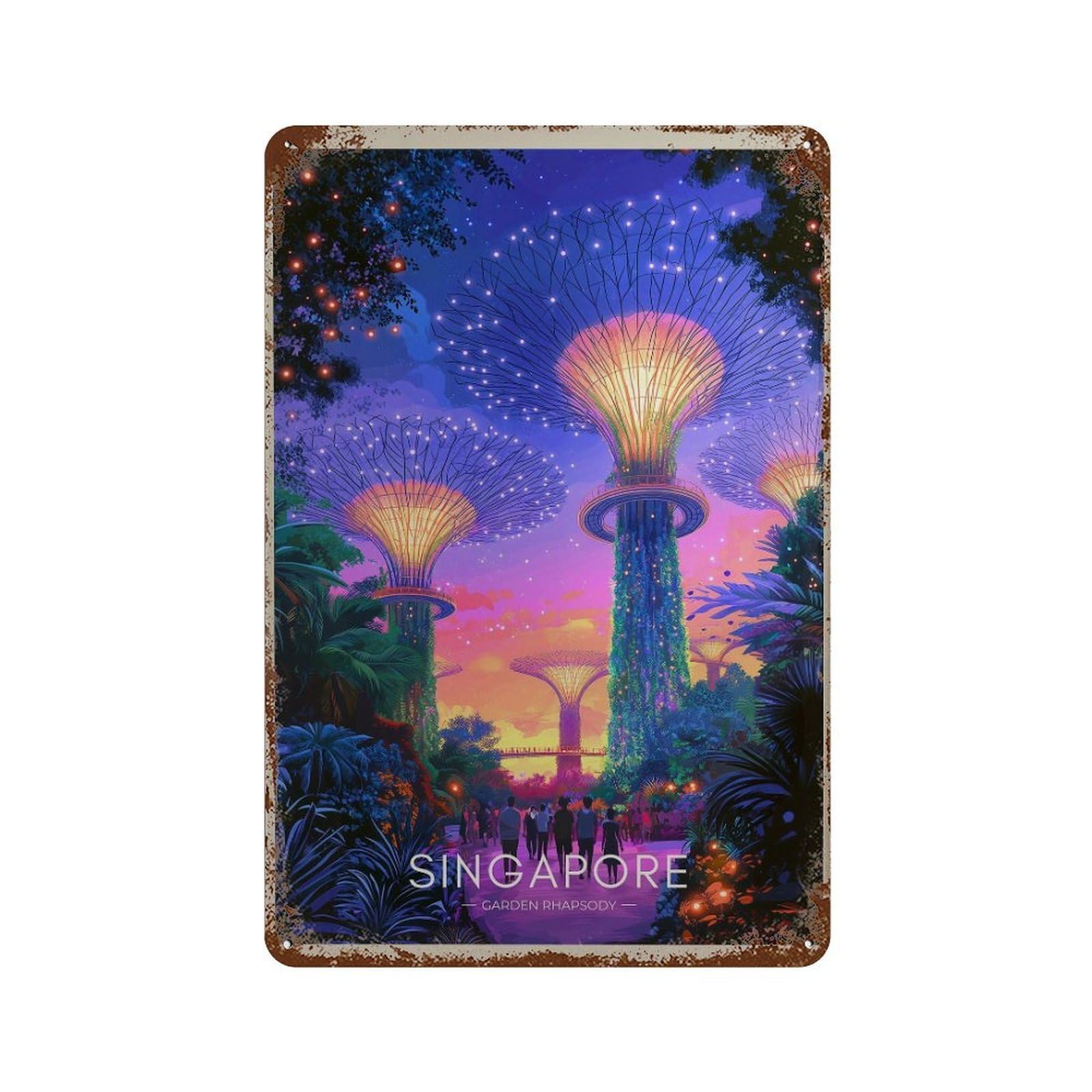 xiaoxiaoshen Singapore Gardens by The Bay Garden Rhapsody Wall Decor Art Metal Tin Poster Modern Home Decor Art Home Bar Shop Decorations Vintage Sign 30x20cm