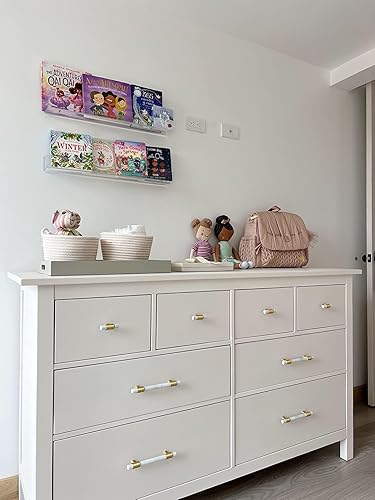 Miniatura 7 de HESIN Estante de acrílico para libros, estantes de exhibición flotantes de pared, estantes invisibles de especias de 0.197 in de grosor, 2 paquetes