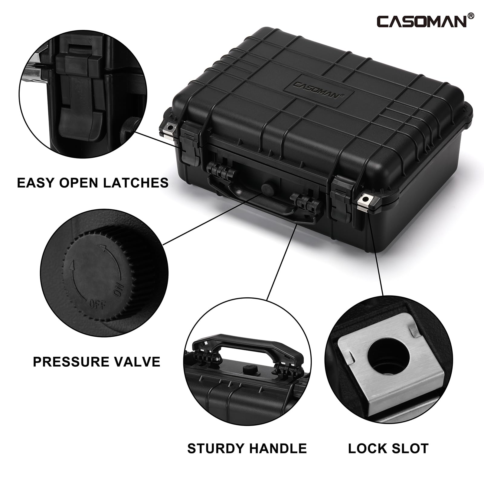 CASOMAN Funda rígida portátil Impermeable