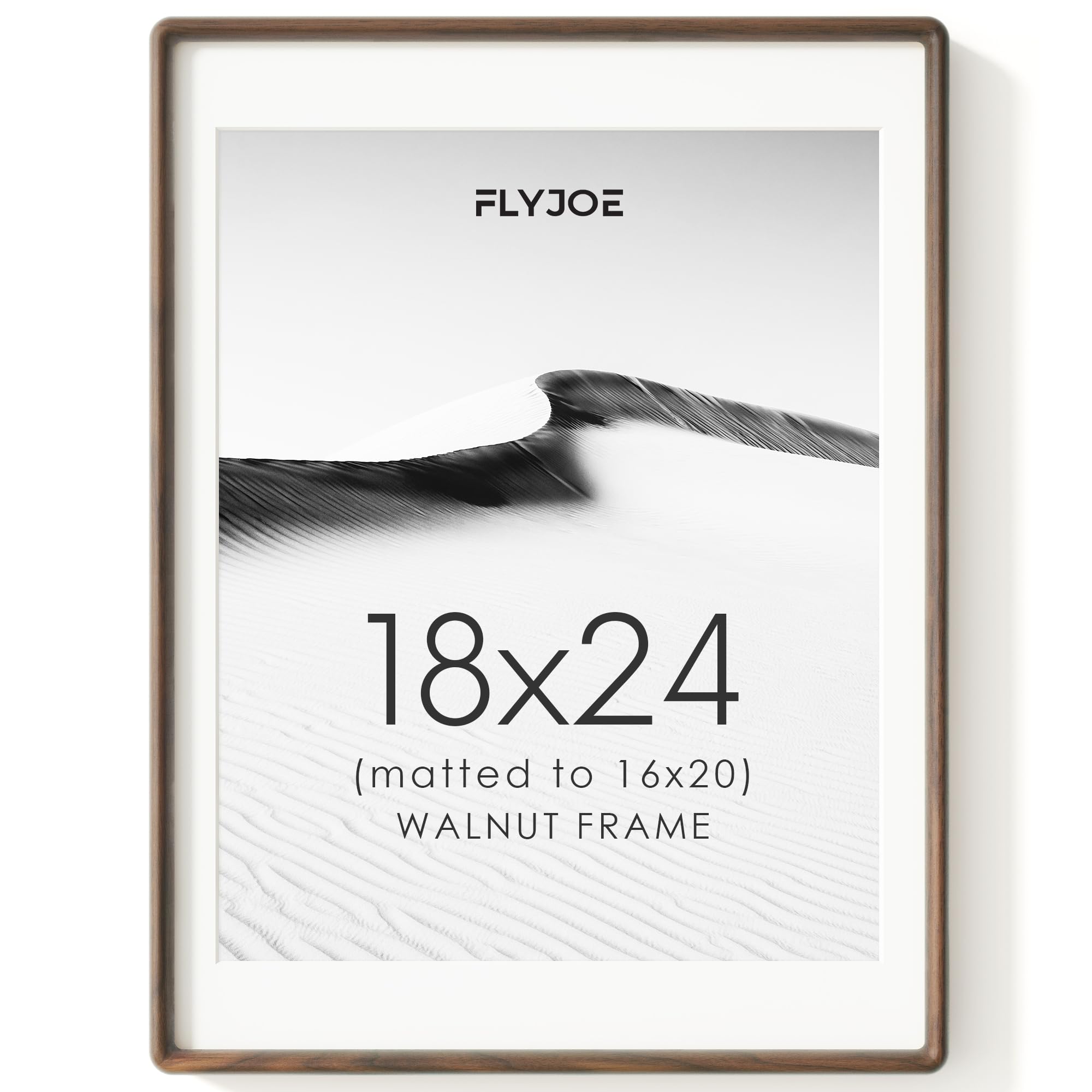 18x24 Picture Frame, Natural Solid Walnut Wood Photo Frame, Rounded Corner