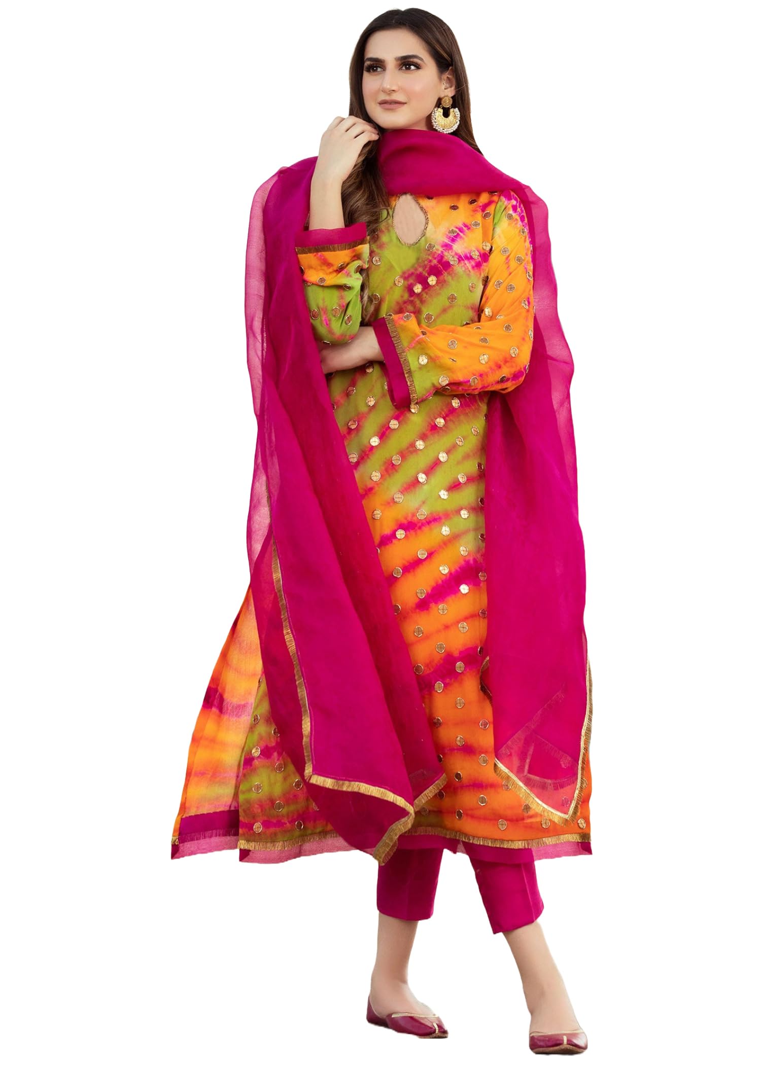 gosriki Women's Rayon Viscose Straight Printed Kurta with Pant & Dupatta-picture-35