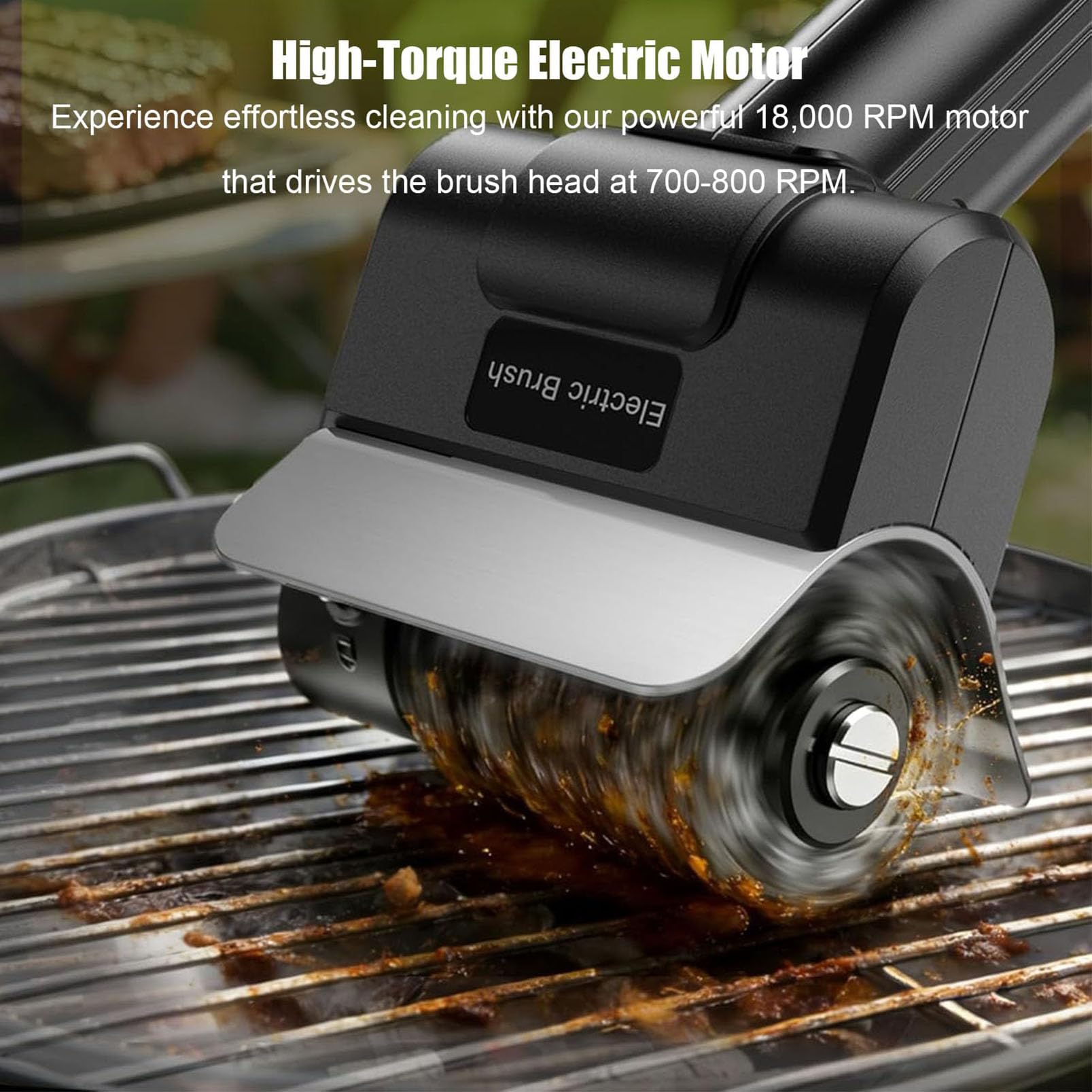 Cepillo Eléctrico para Parrilla, Limpiador Recargable, Cabezal de Acero Inoxidable 304, 700Rpm, Batería 2000Mah, Limpiador de Parrilla Exterior para Barbacoas, Parrillas Exteriores