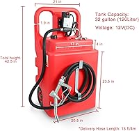 Vista 4 de EASYBERG Tanque de combustible portátil de 32 galones de 120 litros con bomba diésel de 12 V, ruedas resistentes con mango superior de alta