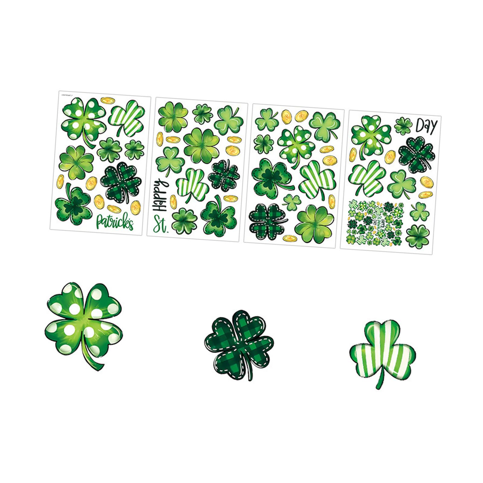 CAZSTYK Shamrocks Window Sticker Easy Peeling and Stick PVC Decal Clings for Patrick ' s Day Glass Holiday Decors Holiday Clings