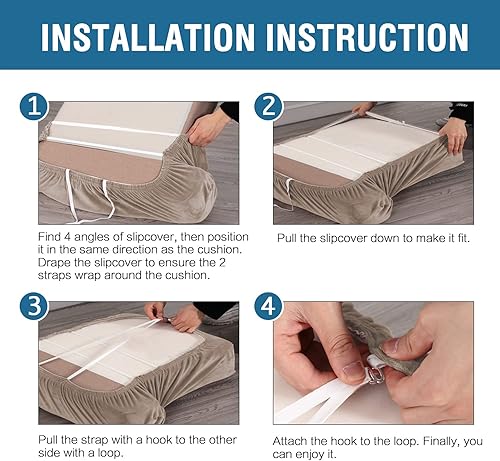 Miniatura 8 de H.VERSAILTEX Fundas de terciopelo elástico para silla con cojín en forma de T para sala de estar, funda de sofá, funda de asiento con cojín en forma