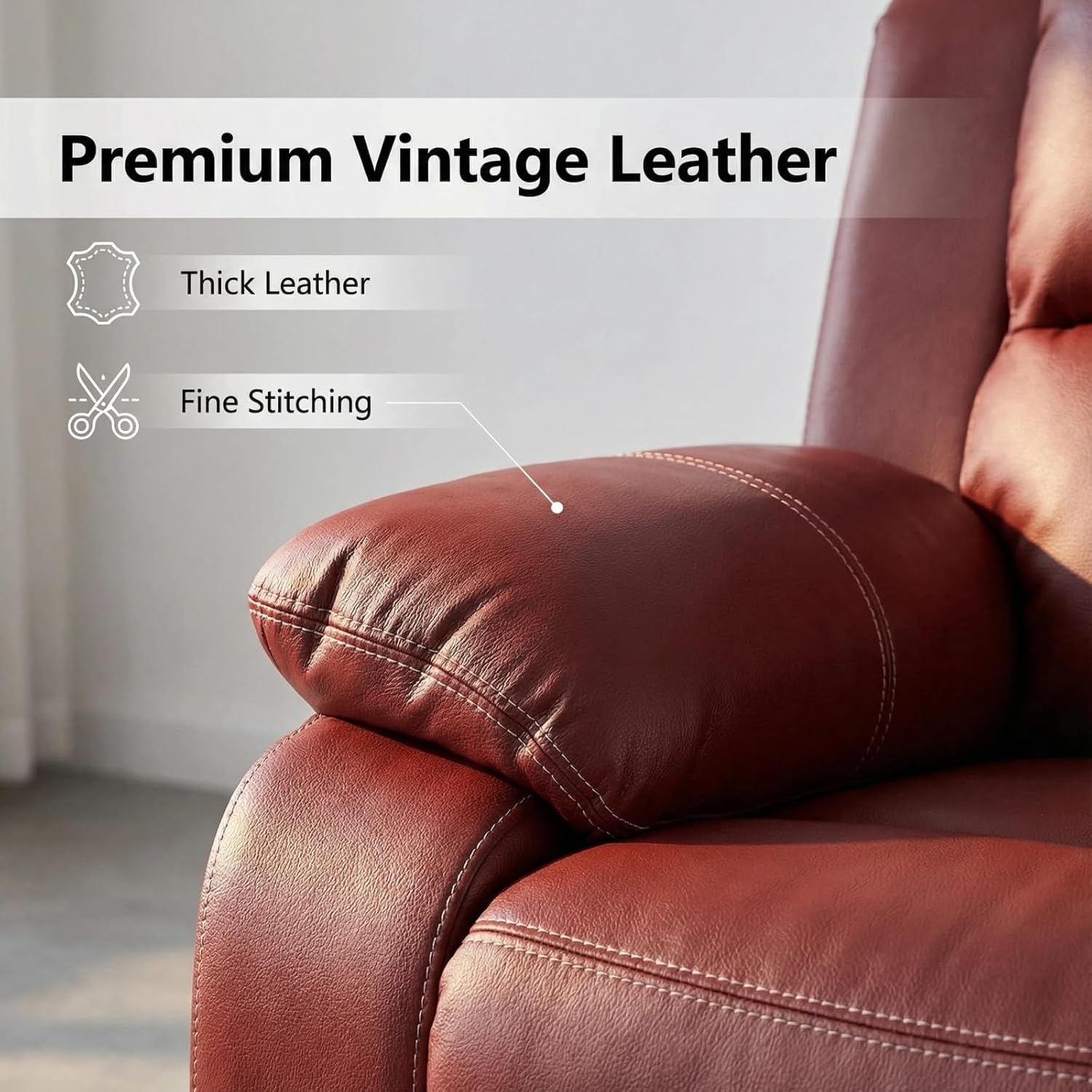 Leather Recliner Sofa Set, Living Room Furniture Set, Adjustable Backrest Reclining Loveseat Sofa with Storage Console & Cup Holders, Manual Recliner Chair for House, Home Theater, Red