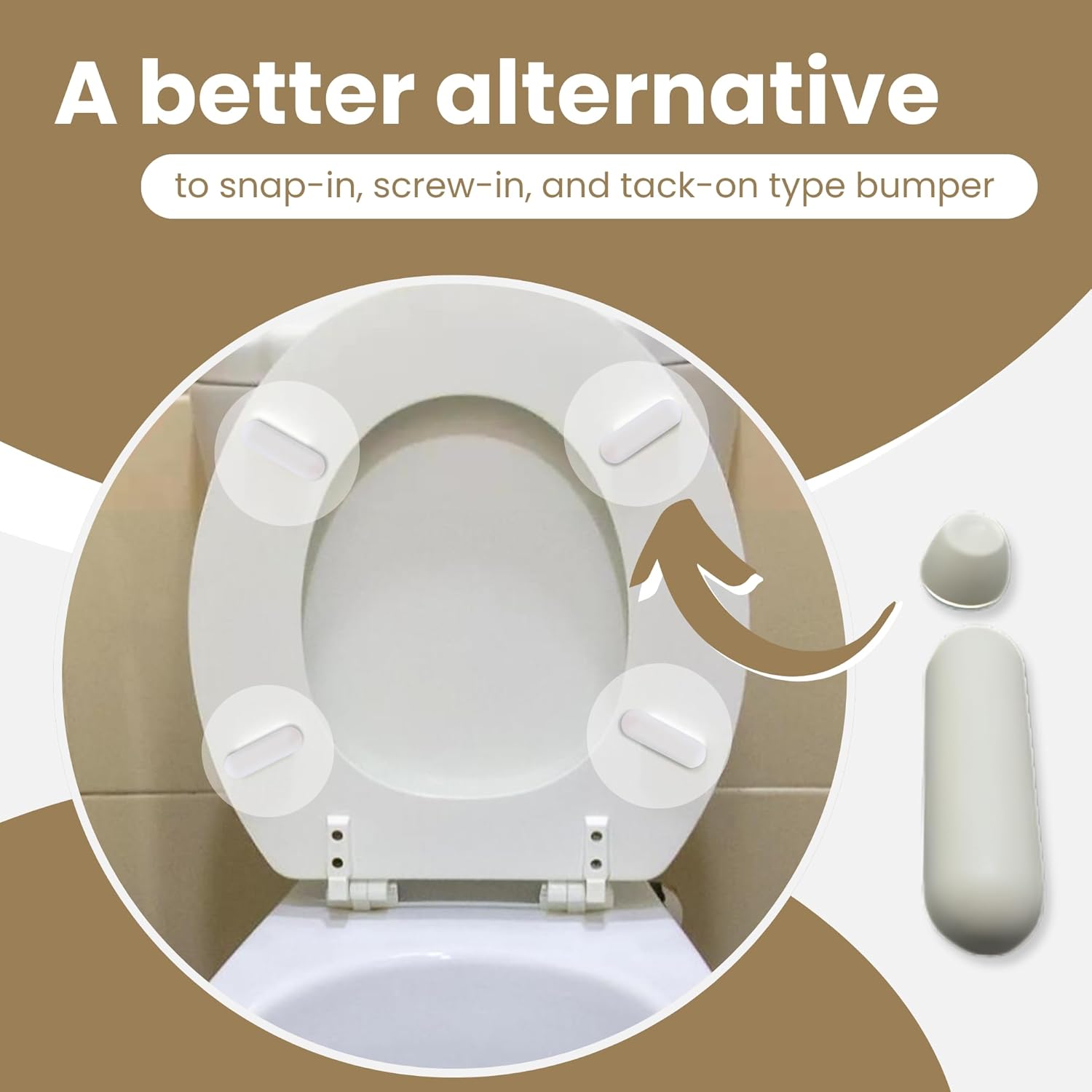 Gadgetime USA Toilet Seat Bumper Kit - Toilet Seat Risers & Toilet Cover Bumpers with Rubber Adhesive Pads - Bidet Compatible Toilet Seat Accessories for Cushioning & Protection - Pack of 4