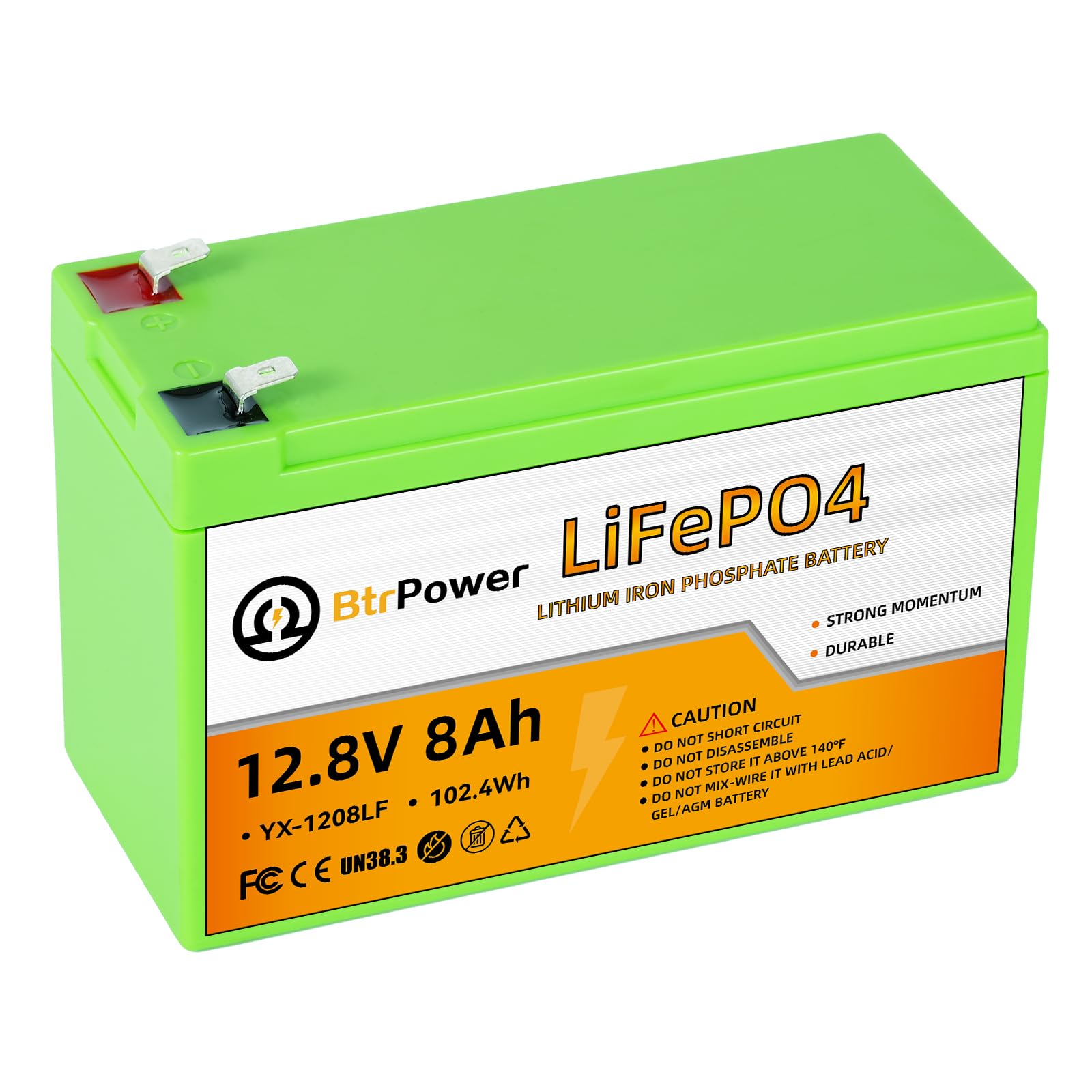 12V 8Ah Li FePO4 Lithium B attery, Built in 10A BMS