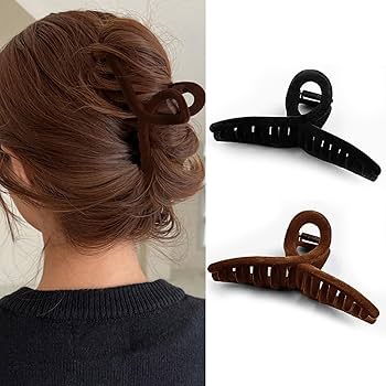 Amazon.co.jp: Fuyunohi ヘアクリップ 黒 大きめ 2個セット 髪留め