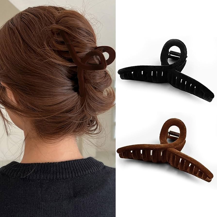 Amazon.co.jp: Fuyunohi ヘアクリップ 黒 大きめ 2個セット 髪留め