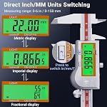 Preciva Outil de mesure de l'étrier numérique, Étalonneur numérique en acier inoxydable avec rétroéclairage LCD, Fonction d'arrêt automatique, IP54 Protection de la preuve Splash et conversion métrique de pouce 6 Inch/150 mm