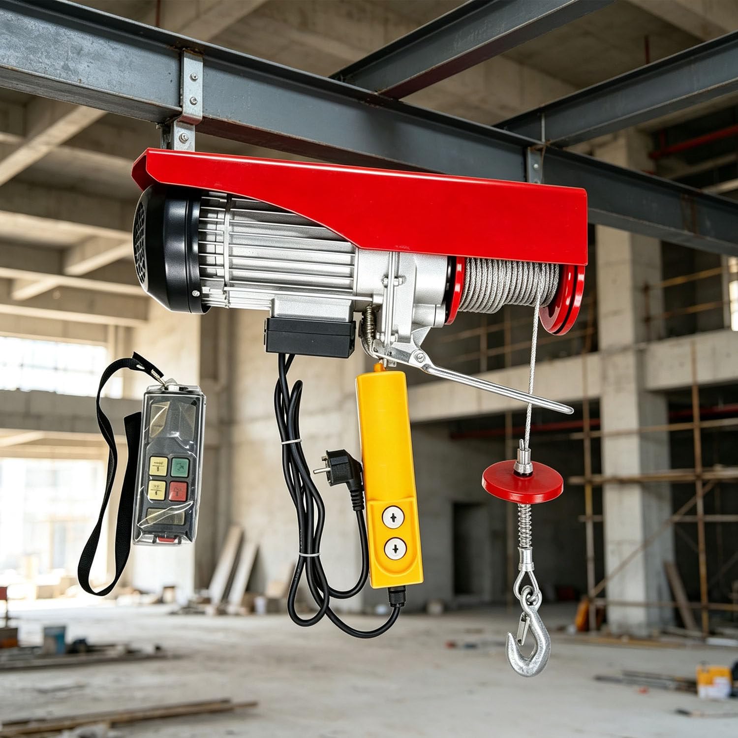Wciągnik linowy DowPie, kompaktowy mini wciągnik elektryczny do użytku domowego, bezprzewodowe zdalne i przewodowe sterowanie za pomocą przycisków, stalowy kabel 20 m 220v-PA400
