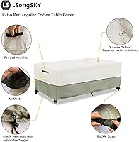 Vista 3 de Funda para mesa auxiliar para exteriores, impermeable, rectangular, para patio, pequeña, 48 x 28 x 16 pulgadas, fundas rectangulares impermeables