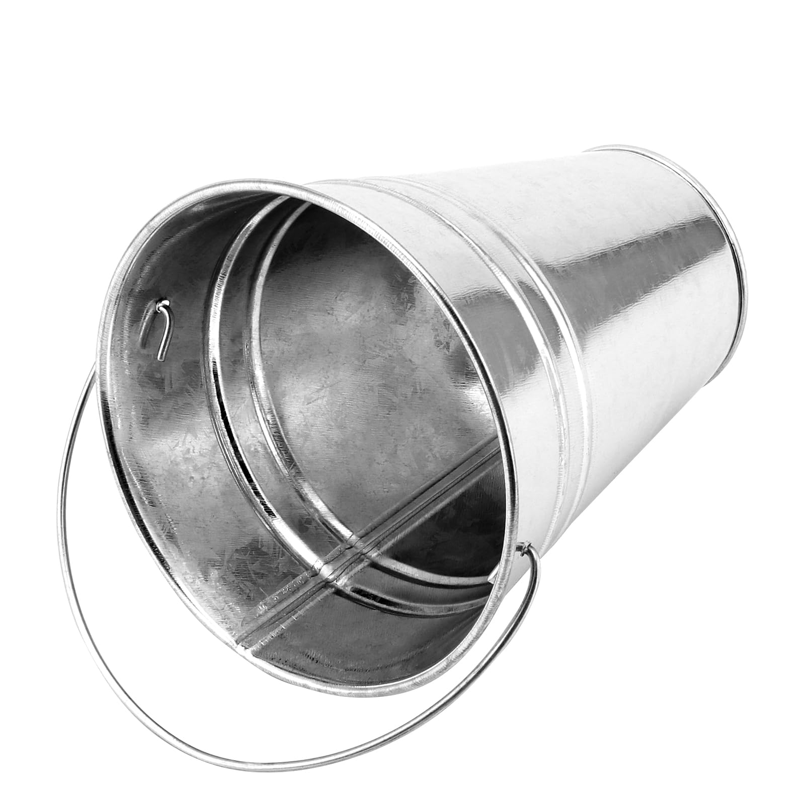 Paquete de 40 cubos de metal galvanizado de 4.5 x 5 pulgadas, cubos metálicos plateados con asa, mini cubos de hojalata para manualidades, hielo, aperitivos, decoración de flores 5