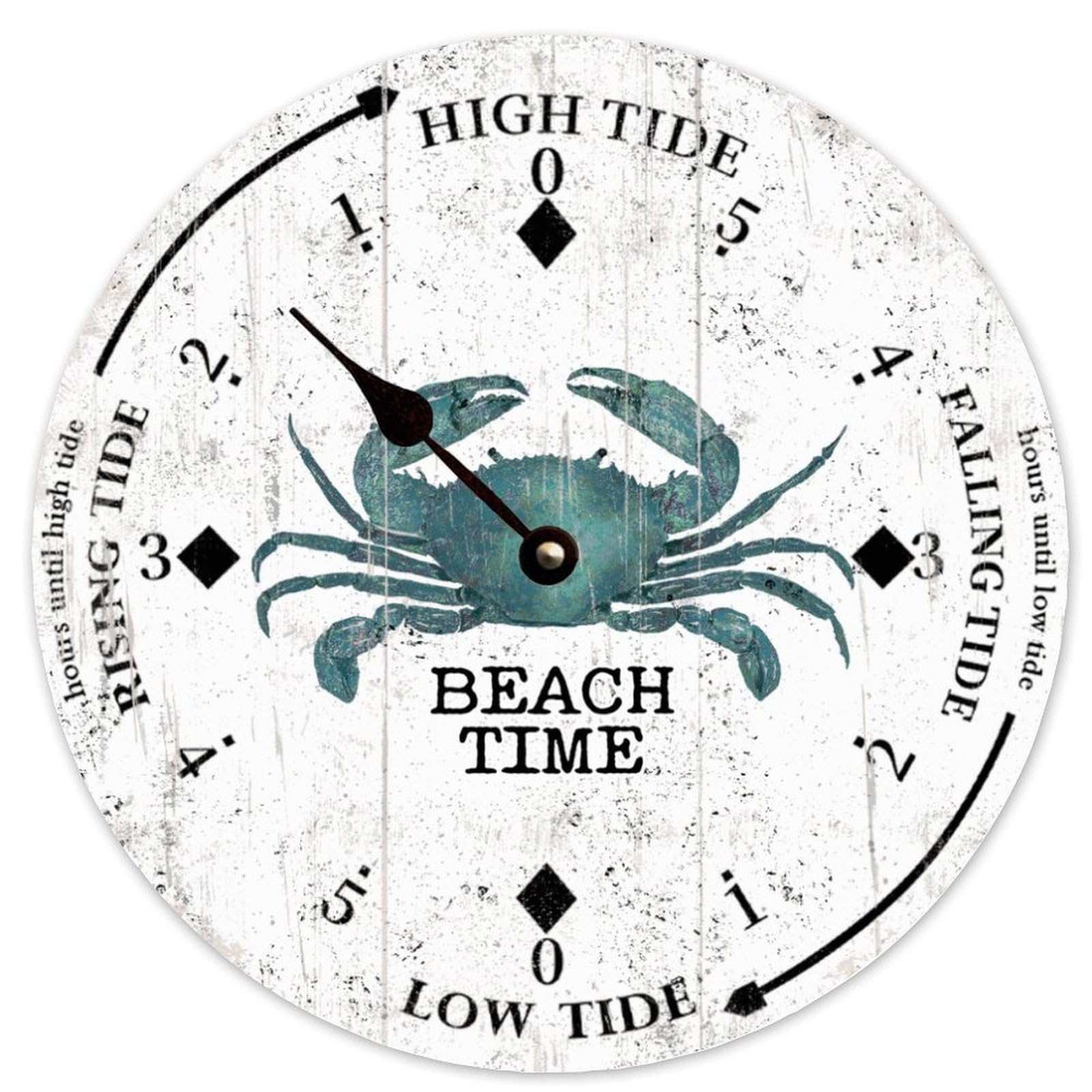 Guangpat Tidal Clock Blue Crab Tide Beach Time Large Wall Clocks Battery Operated 10 Inch Silent Non-Ticking Rutic Farmhouse Wall Decor for Bedroom Living Room